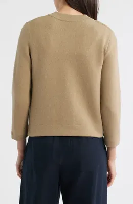 Vince Vince Shrunken Wool & Cashmere Snap Cardigan in Fawn — Women Autumn beige Sweaters & Knits