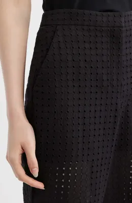 Theory Theory Eyelet Embroidered Cotton Pants in Black — Women Winter black Trousers & Chinos