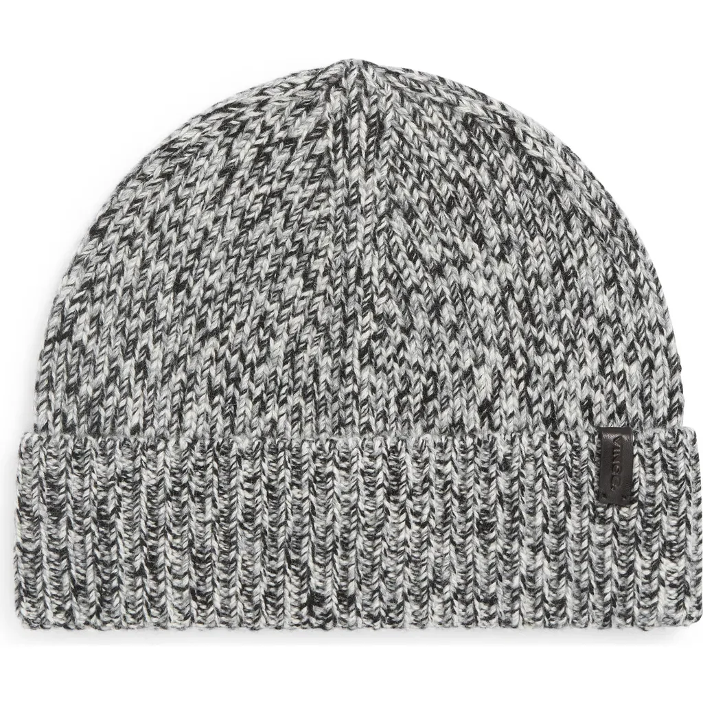 Vince Vince Brushed Marled Cashmere Cuffed Hat in Black — Men Winter grey Accessories