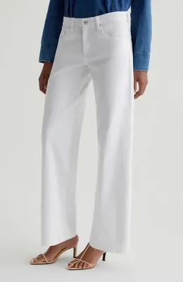 AG AG Adria Low Rise Relaxed Wide Leg Jeans in Gallery White — Women Winter white Pants