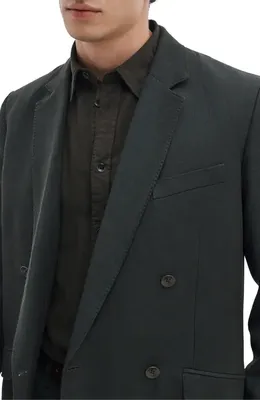 rag & bone rag & bone Butler Double Breasted Wool Blend Blazer in Charcoal Green — Men Winter black Outerwear