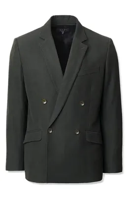 rag & bone rag & bone Butler Double Breasted Wool Blend Blazer in Charcoal Green — Men Winter black Outerwear