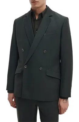 rag & bone rag & bone Butler Double Breasted Wool Blend Blazer in Charcoal Green — Men Winter black Outerwear