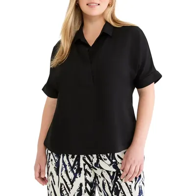 NIC+ZOE NIC+ZOE Devon Button-Up Shirt in Black Onyx — Women Winter black Tops