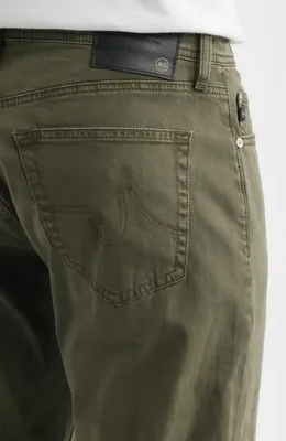 AG AG Everett Stretch Sateen Slim Straight Pants in Sulfur Fern Springs — Men Autumn green Pants