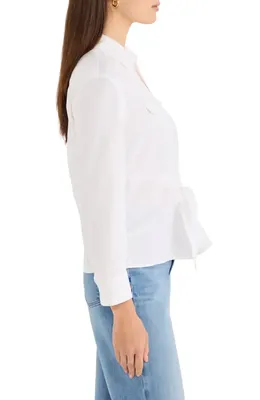 NIC+ZOE NIC+ZOE Iconic Tie Front Button-Up Shirt in Paper White — Women Summer white Tops
