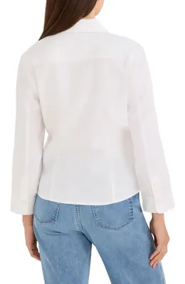 NIC+ZOE NIC+ZOE Iconic Tie Front Button-Up Shirt in Paper White — Women Summer white Tops