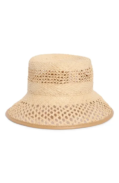 Vince Vince Open Weave Raffia Bucket Hat in Natural — Women Spring tan Accessories