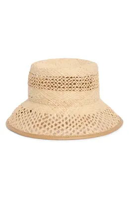 Vince Vince Open Weave Raffia Bucket Hat in Natural — Women Spring tan Accessories