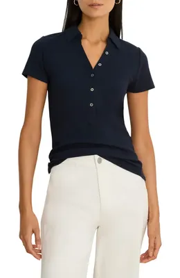 NIC+ZOE NIC+ZOE Perfect Knit Rib Polo in Dark Indigo — Women Winter navy Tops