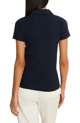 NIC+ZOE NIC+ZOE Perfect Knit Rib Polo in Dark Indigo — Women Winter navy Tops