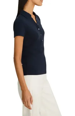 NIC+ZOE NIC+ZOE Perfect Knit Rib Polo in Dark Indigo — Women Winter navy Tops