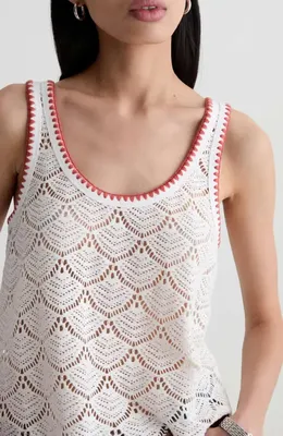 AG AG Bianca Openwork Tank in Powder — Women Spring white Tank Tops & Camis