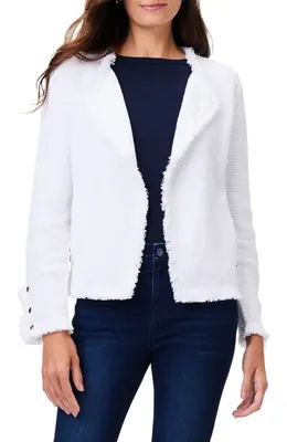 NIC+ZOE NIC+ZOE Fringe Mix Knit Jacket in Paper White — Women Winter white Outerwear