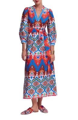 Boden Boden Octavia Cotton Midi Dress in Multi Ikat Dream — Women Spring red Dresses