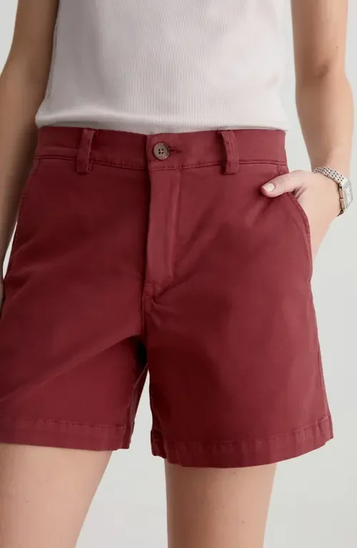 AG AG Jude Stretch Twill Shorts in Adobe Clay — Women Autumn burgundy Shorts