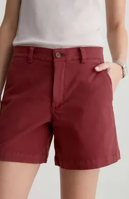 AG AG Jude Stretch Twill Shorts in Adobe Clay — Women Autumn burgundy Shorts