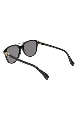rag & bone rag & bone 54mm Pilot Sunglasses in Shiny Black/Smoke Lenses — Unisex Winter black Accessories