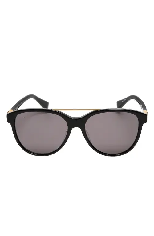 rag & bone rag & bone 54mm Pilot Sunglasses in Shiny Black/Smoke Lenses — Unisex Winter black Accessories