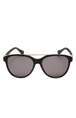 rag & bone rag & bone 54mm Pilot Sunglasses in Shiny Black/Smoke Lenses — Unisex Winter black Accessories