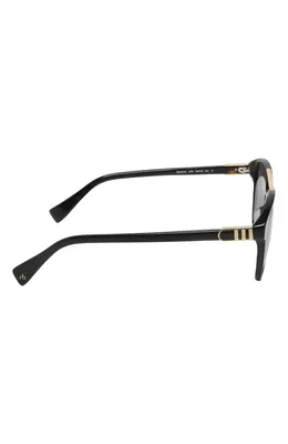 rag & bone rag & bone 54mm Pilot Sunglasses in Shiny Black/Smoke Lenses — Unisex Winter black Accessories