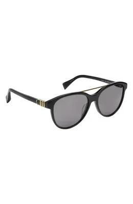 rag & bone rag & bone 54mm Pilot Sunglasses in Shiny Black/Smoke Lenses — Unisex Winter black Accessories