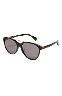 rag & bone rag & bone 54mm Pilot Sunglasses in Shiny Black/Smoke Lenses — Unisex Winter black Accessories