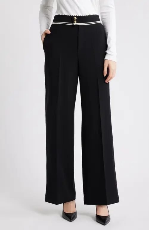 FRAME FRAME Prim Contrast Piping Pants in Black — Women Winter black Trousers & Chinos
