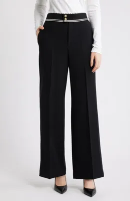 FRAME FRAME Prim Contrast Piping Pants in Black — Women Winter black Trousers & Chinos