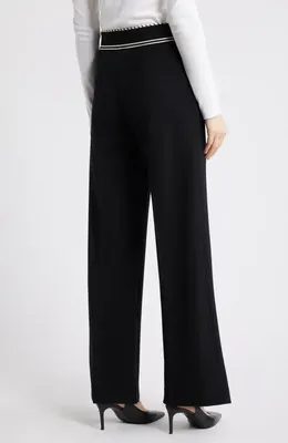 FRAME FRAME Prim Contrast Piping Pants in Black — Women Winter black Trousers & Chinos