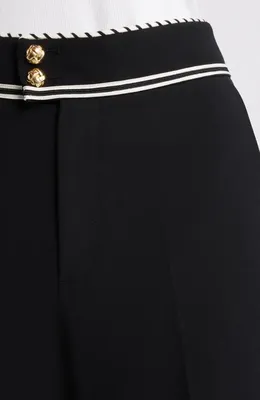 FRAME FRAME Prim Contrast Piping Pants in Black — Women Winter black Trousers & Chinos