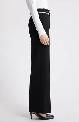 FRAME FRAME Prim Contrast Piping Pants in Black — Women Winter black Trousers & Chinos