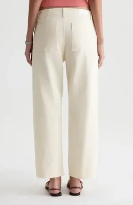 AG AG Analeigh High Waist Ankle Straight Leg Twill Pants in Opal Stone — Women Spring ivory Pants