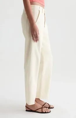 AG AG Analeigh High Waist Ankle Straight Leg Twill Pants in Opal Stone — Women Spring ivory Pants