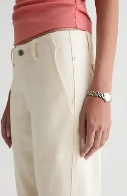 AG AG Analeigh High Waist Ankle Straight Leg Twill Pants in Opal Stone — Women Spring ivory Pants