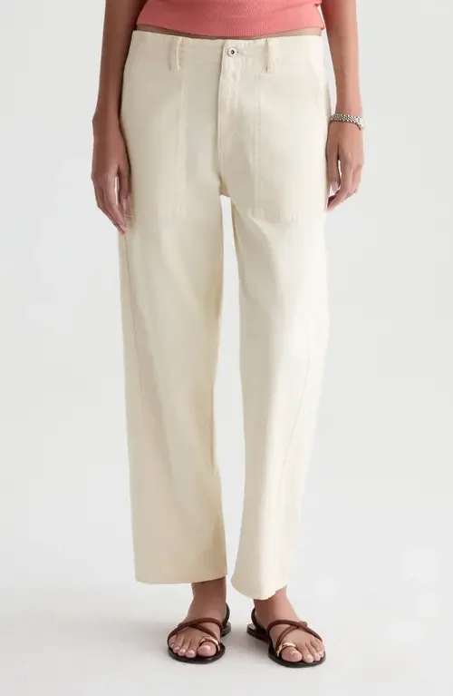 AG AG Analeigh High Waist Ankle Straight Leg Twill Pants in Opal Stone — Women Spring ivory Pants