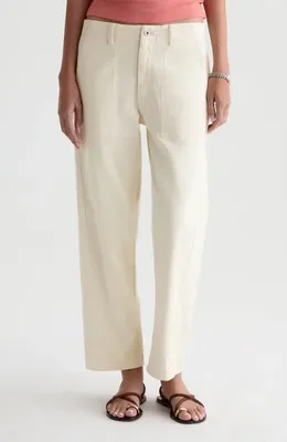 AG AG Analeigh High Waist Ankle Straight Leg Twill Pants in Opal Stone — Women Spring ivory Trousers & Chinos