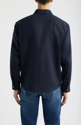 FRAME FRAME Solid Button-Up Shirt in Dark Navy — Men Winter navy Tops