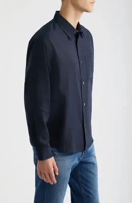 FRAME FRAME Solid Button-Up Shirt in Dark Navy — Men Winter navy Tops