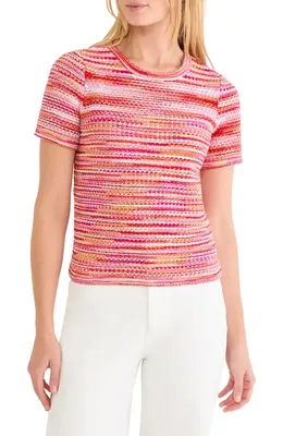 NIC+ZOE NIC+ZOE Space Dye Tuck Stitch Sweater in Red Multi — Women Spring coral Tops