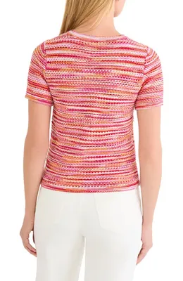NIC+ZOE NIC+ZOE Space Dye Tuck Stitch Sweater in Red Multi — Women Spring coral Tops