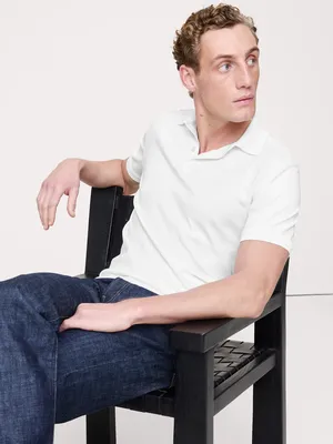 Unknown Luxury-Touch Polo Shirt in Optic White — Men Winter white Tops