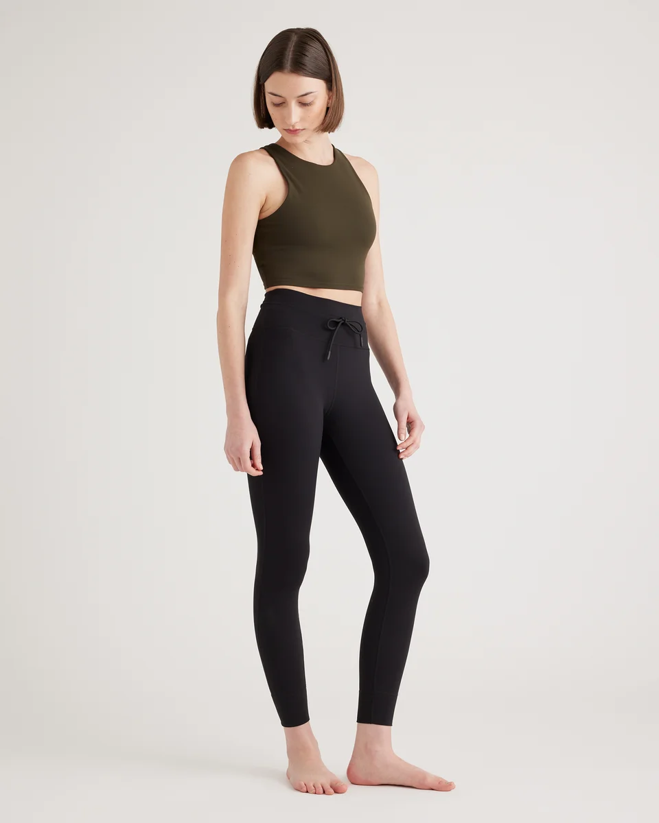 Quince Quince | Women's Ultra-Form High-Neck Cropped Tank Top in Smokey Olive — Women Autumn brown Athletic Tops