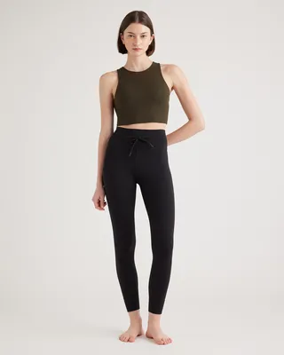 Quince Quince | Women's Ultra-Form High-Neck Cropped Tank Top in Smokey Olive — Women Autumn brown Athletic Tops