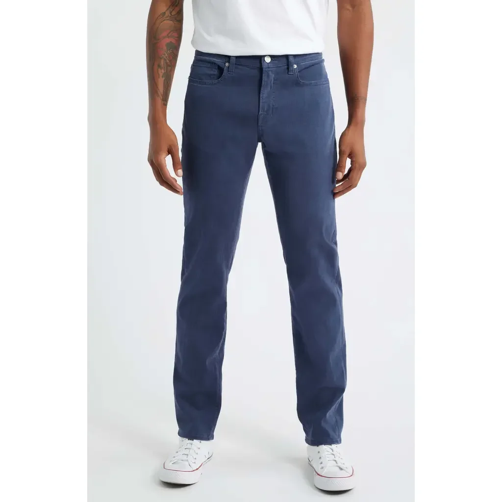 FRAME FRAME L'Homme Slim Fit Five-Pocket Twill Pants in Dark Blue — Men Winter navy Pants
