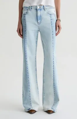 AG AG Saige Paneled Wide Leg Jeans in Solar Flare — Women Summer silver Pants