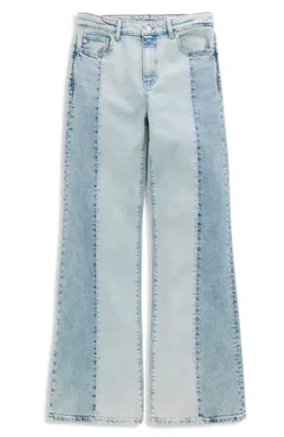 AG AG Saige Paneled Wide Leg Jeans in Solar Flare — Women Summer silver Pants