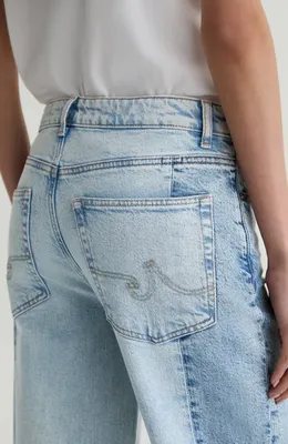 AG AG Saige Paneled Wide Leg Jeans in Solar Flare — Women Summer silver Pants