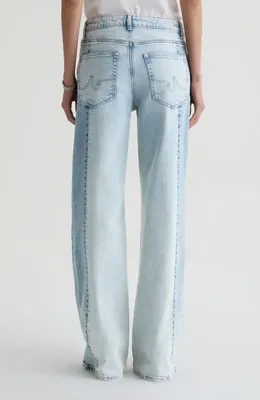 AG AG Saige Paneled Wide Leg Jeans in Solar Flare — Women Summer silver Pants