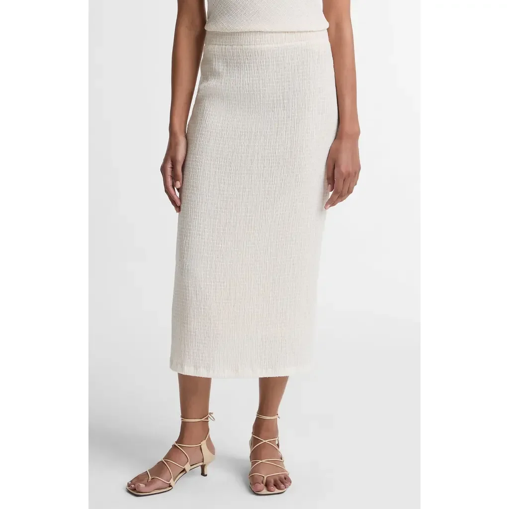Vince Vince Shadow Grid Midi Skirt in Chalk — Women Spring white Skirts